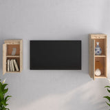TV Cabinets 2 pcs Solid Wood Pine - Side View