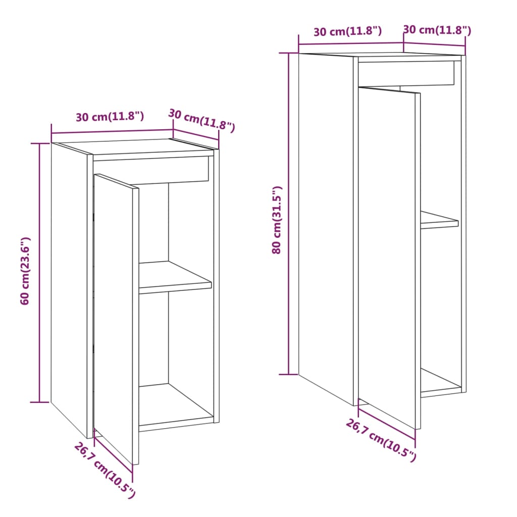 TV Cabinets 2 pcs Solid Wood Pine