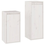 TV Cabinets 2 pcs White Solid Wood Pine - Front View