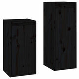 2 Piece TV Cabinet Set Black Solid Wood Pine