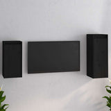 2 Piece TV Cabinet Set Black Solid Wood Pine