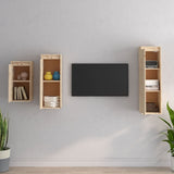 TV Cabinets 3 pcs Solid Wood Pine