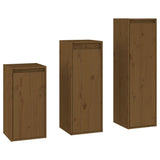 TV Cabinets 3 pcs Honey Brown Solid Wood Pine - Front View