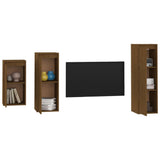 TV Cabinets 3 pcs Honey Brown Solid Wood Pine