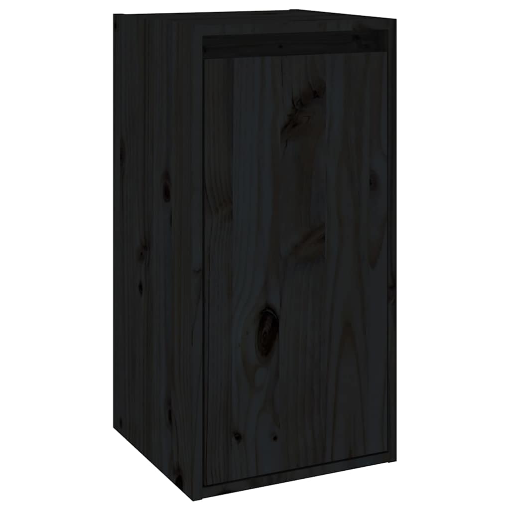 TV Cabinets 3 pcs Black Solid Wood Pine