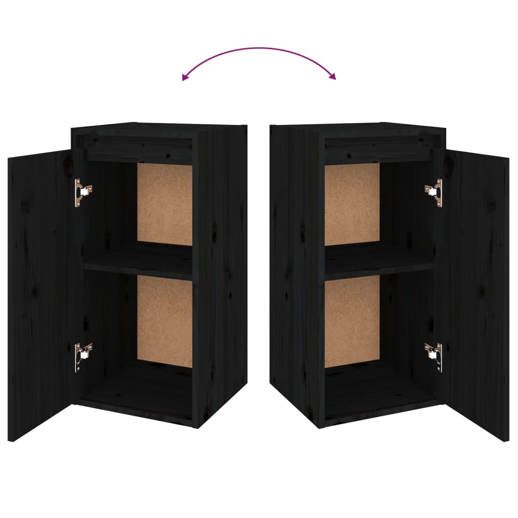TV Cabinets 3 pcs Black Solid Wood Pine