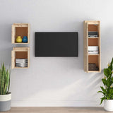 3 Piece TV Cabinet Set Solid Wood Pine - Side View