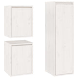 TV Cabinets 3 pcs White Solid Wood Pine