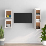 TV Cabinets 3 pcs White Solid Wood Pine - Side View