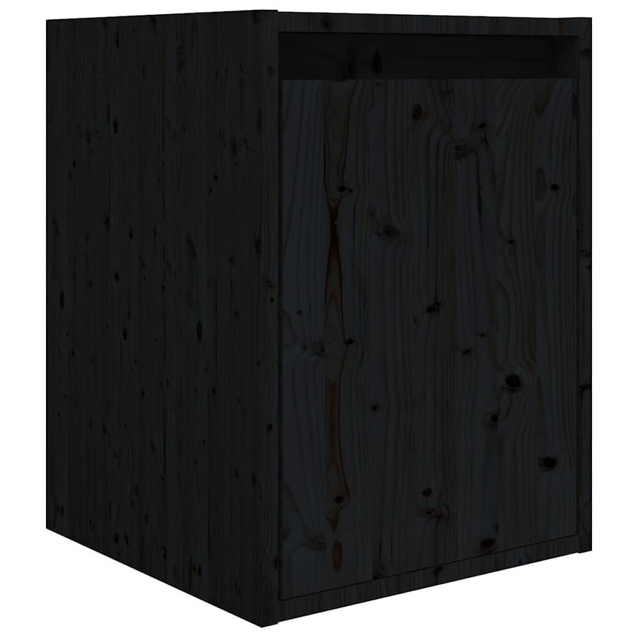 3 Piece TV Cabinet Set Black Solid Wood Pine