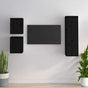 3 Piece TV Cabinet Set Black Solid Wood Pine
