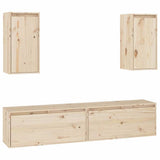 4 Piece TV Cabinet Set Solid Wood Pine - Front View