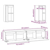 4 Piece TV Cabinet Set Solid Wood Pine