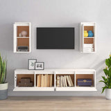 TV Cabinets 4 pcs White Solid Wood Pine - Side View