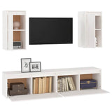 TV Cabinets 4 pcs White Solid Wood Pine - Top-Down View