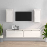 TV Cabinets 4 pcs White Solid Wood Pine