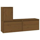 3 Piece TV Cabinet Set Honey Brown Solid Wood Pine