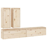 TV Cabinets 4 pcs Solid Wood Pine - Front View
