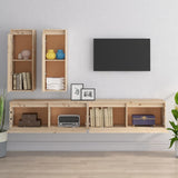 TV Cabinets 4 pcs Solid Wood Pine - Side View