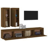 4 Piece TV Cabinet Set Honey Brown Solid Wood Pine - Top-Down View
