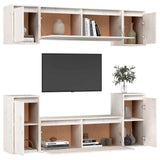 TV Cabinets 6 pcs White Solid Wood Pine - Top-Down View
