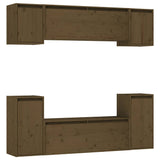 6 Piece TV Cabinet Set Honey Brown Solid Wood Pine
