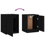 6 Piece TV Cabinet Set Black Solid Wood Pine