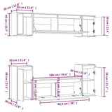6 Piece TV Cabinet Set Black Solid Wood Pine