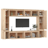 8 Piece Wall-mounted TV Cabinet Set Solid Wood Pine