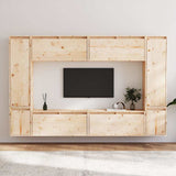 8 Piece Wall-mounted TV Cabinet Set Solid Wood Pine