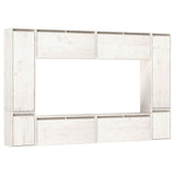 TV Cabinets 8 pcs White Solid Wood Pine - Front View