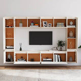 TV Cabinets 8 pcs White Solid Wood Pine - Side View