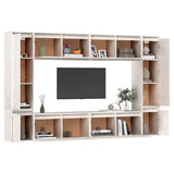 TV Cabinets 8 pcs White Solid Wood Pine - Top-Down View
