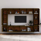 TV Cabinets 8 pcs Honey Brown Solid Wood Pine - Side View