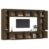 TV Cabinets 8 pcs Honey Brown Solid Wood Pine