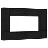 8 Piece Wall-mounted TV Cabinet Set Black Solid Wood Pine - Front View