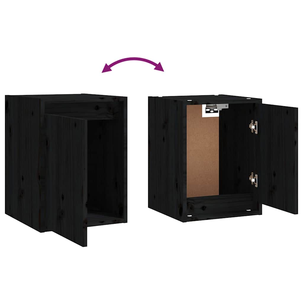 8 Piece Wall-mounted TV Cabinet Set Black Solid Wood Pine