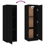 8 Piece Wall-mounted TV Cabinet Set Black Solid Wood Pine - Extra Image