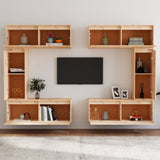 TV Cabinets 6 pcs Solid Wood Pine - Side View