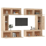 TV Cabinets 6 pcs Solid Wood Pine - Top-Down View