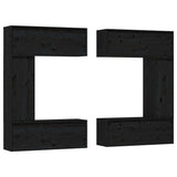 TV Cabinets 6 pcs Black Solid Wood Pine