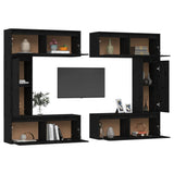 TV Cabinets 6 pcs Black Solid Wood Pine - Top-Down View