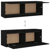 TV Cabinets 6 pcs Black Solid Wood Pine - Rear View