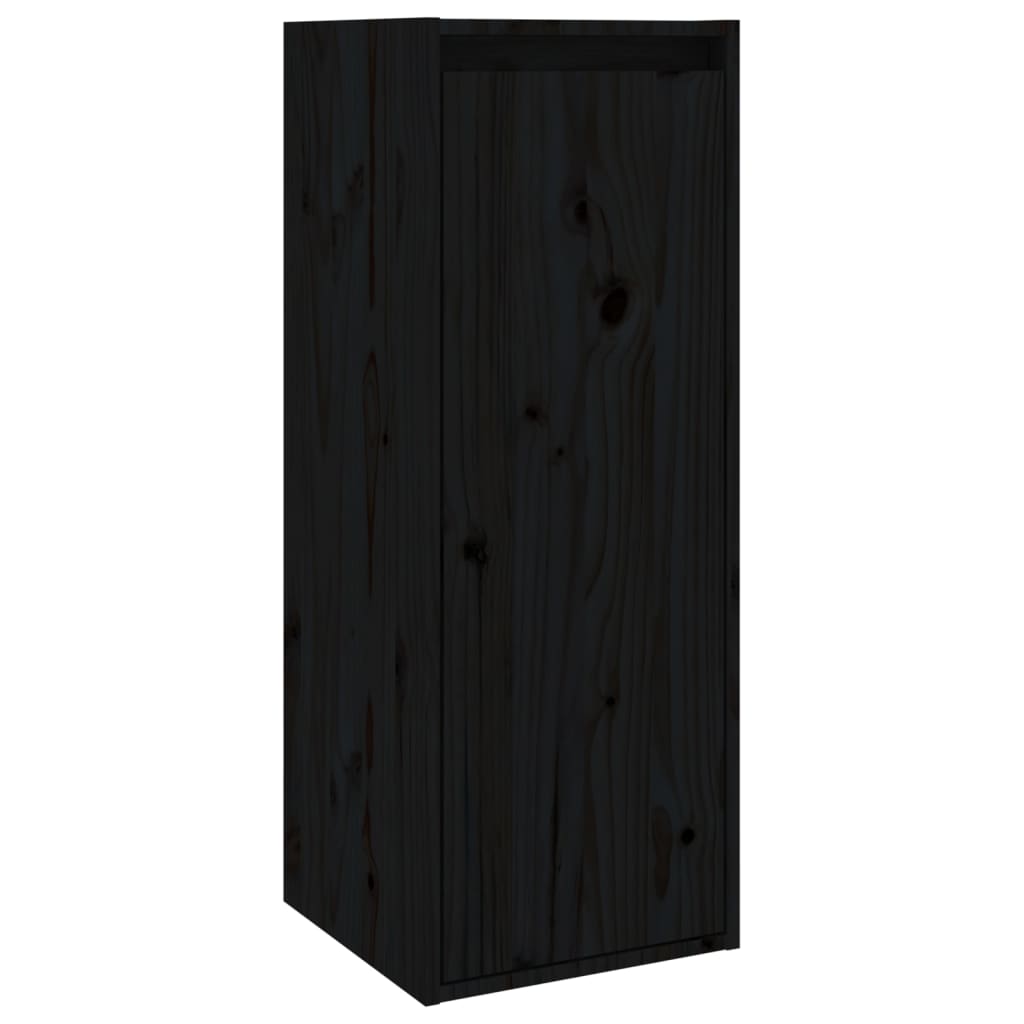 TV Cabinets 6 pcs Black Solid Wood Pine