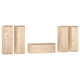 5 Piece TV Cabinet Set Solid Wood Pine
