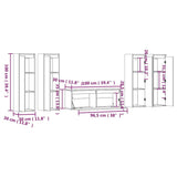 5 Piece TV Cabinet Set Solid Wood Pine