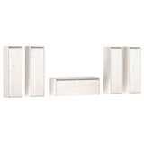 TV Cabinets 5 pcs White Solid Wood Pine - Front View