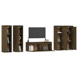 TV Cabinets 5 pcs Honey Brown Solid Wood Pine - Top-Down View