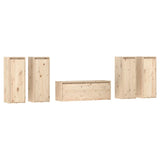 TV Cabinets 5 pcs Solid Wood Pine - Front View