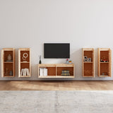 TV Cabinets 5 pcs Solid Wood Pine - Side View